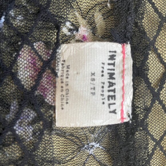 Free People | Intimately Black Floral Mesh Long Sleeve Top | Size XS/S - Picture 3 of 3